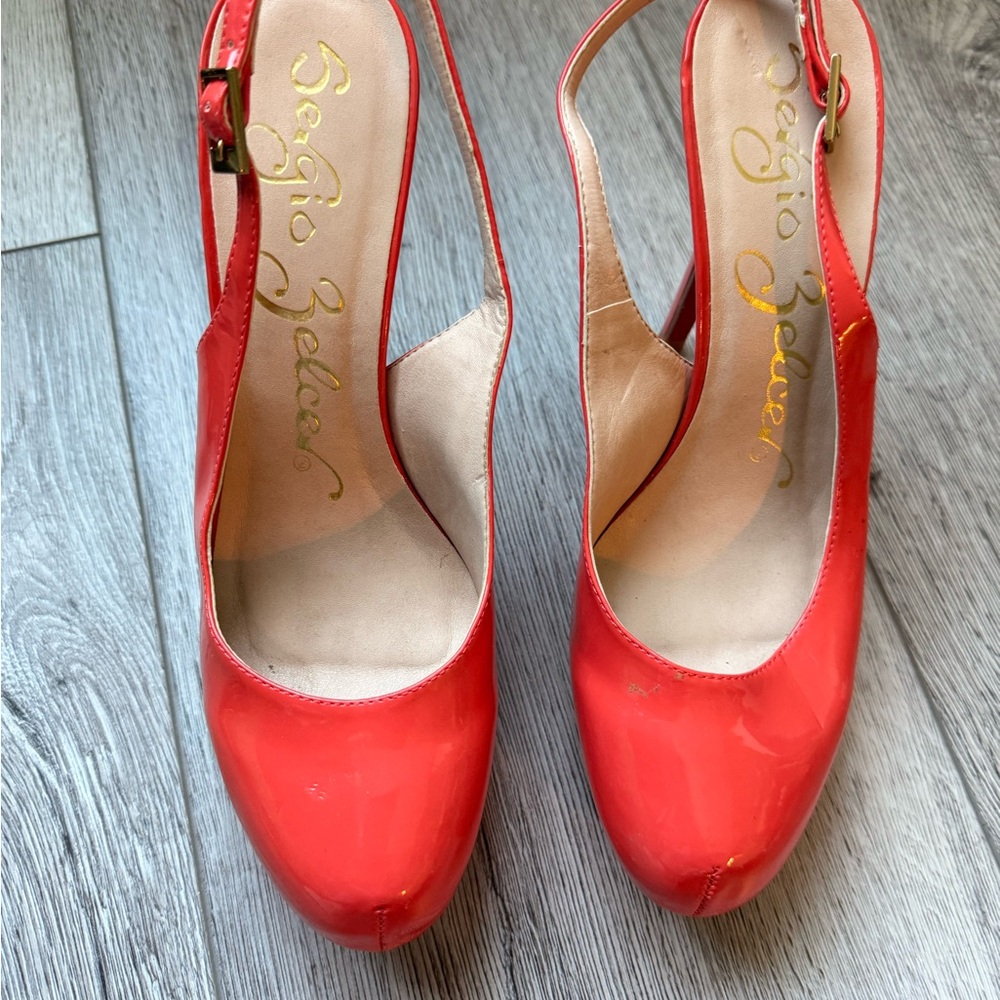 Sergio Zelcer Vibrant Red/Orange Heels